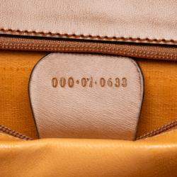 Pre Owned Gucci Brown Small Grained Calfskin Bamboo Top Handle Bag