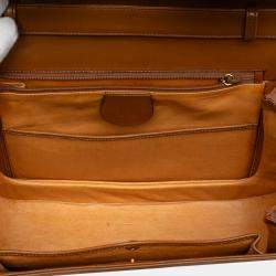 Pre Owned Gucci Brown Small Grained Calfskin Bamboo Top Handle Bag