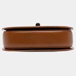 Pre Owned Gucci Brown Small Grained Calfskin Bamboo Top Handle Bag