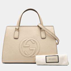 Pre Owned Gucci White Medium Leather Soho Satchel