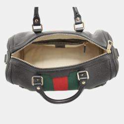 Pre Owned Gucci Leather Vintage Web Boston Bag