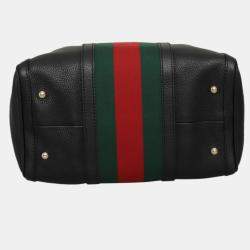 Pre Owned Gucci Leather Vintage Web Boston Bag