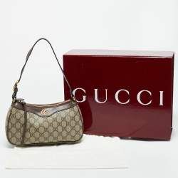 Pre Owned Gucci Beige/Brown GG Supreme Canvas Small Ophidia Shoulder Bag