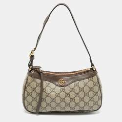 Pre Owned Gucci Beige/Brown GG Supreme Canvas Small Ophidia Shoulder Bag