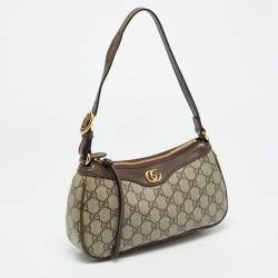Pre Owned Gucci Beige/Brown GG Supreme Canvas Small Ophidia Shoulder Bag