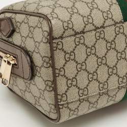 Pre Owned Gucci Beige GG Supreme Canvas and Leather Ophidia Boston Bag 