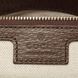 Pre Owned Gucci Beige GG Supreme Canvas and Leather Ophidia Boston Bag 