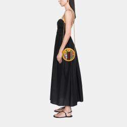 Pre Owned Gucci Brown/Orange Mini GG Supreme Flora Ophidia Round Crossbody