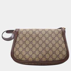 Pre Owned Gucci Beige Brown Small GG Supreme Blondie Chain Satchel