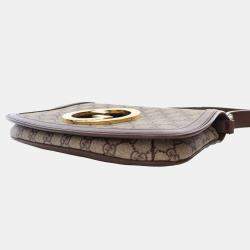 Pre Owned Gucci Beige Brown Small GG Supreme Blondie Chain Satchel