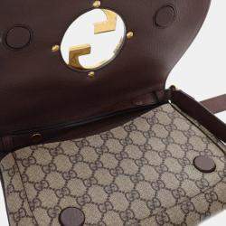 Pre Owned Gucci Beige Brown Small GG Supreme Blondie Chain Satchel