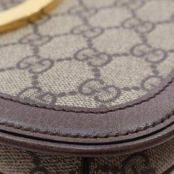 Pre Owned Gucci Beige Brown Small GG Supreme Blondie Chain Satchel