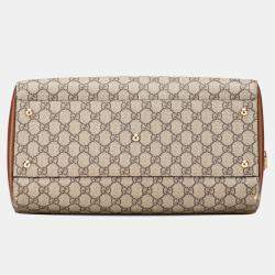Pre Owned Gucci Beige Brown Medium GG Supreme Satchel