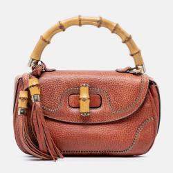 Pre Owned Gucci Brown Medium Leather New Bamboo Satchel