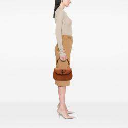 Pre Owned Gucci Brown Grained Calfskin Bamboo Night