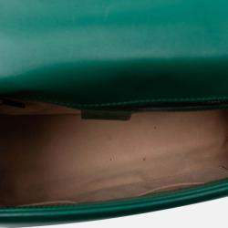 Pre Owned Gucci Green Small GG Marmont Matelasse Leather Top Handle Bag