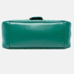 Pre Owned Gucci Green Small GG Marmont Matelasse Leather Top Handle Bag
