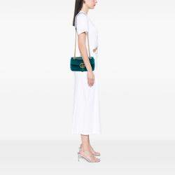 Pre Owned Gucci Medium GG Marmont Matelasse Velvet Shoulder Bag