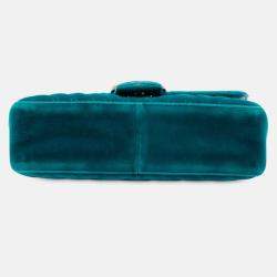 Pre Owned Gucci Medium GG Marmont Matelasse Velvet Shoulder Bag