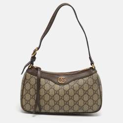 Pre Owned Gucci Brown/Beige GG Supreme Canvas Small Ophidia Shoulder Bag