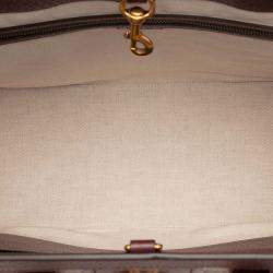 Pre Owned Gucci Burgundy Medium GG Supreme and Quilted Mini GG Canvas Double G Tote