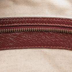 Pre Owned Gucci Burgundy Medium GG Supreme and Quilted Mini GG Canvas Double G Tote