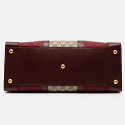 Pre Owned Gucci Burgundy Medium GG Supreme and Quilted Mini GG Canvas Double G Tote