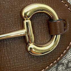Pre Owned Gucci Horsebit 1955 Shoulder Bag Beige/Brown Gg Supreme Leather Size Small