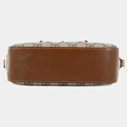 Pre Owned Gucci Horsebit 1955 Shoulder Bag Beige/Brown Gg Supreme Leather Size Small