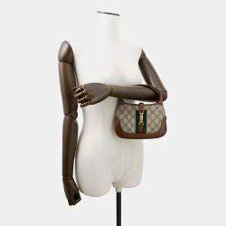 Pre Owned Gucci Jackie 1961 Handbag Beige/Brown Gg Supreme Leather Size Mini