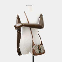 Pre Owned Gucci Jackie 1961 Handbag Beige/Brown Gg Supreme Leather Size Mini