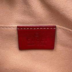 Pre Owned Gucci Gg Marmont Mini Shoulder Bag Red/Beige Leather Size Mini