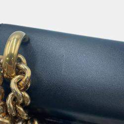 Pre Owned Gucci GG Supreme Padlock Chain shoulder Bag Beige/Black Gg Supreme Leather Size Small