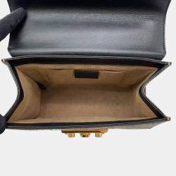 Pre Owned Gucci GG Supreme Padlock Chain shoulder Bag Beige/Black Gg Supreme Leather Size Small