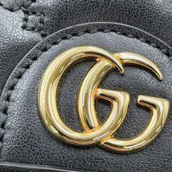 Pre Owned Gucci Gg Matelasse Chain Wallet Black Leather