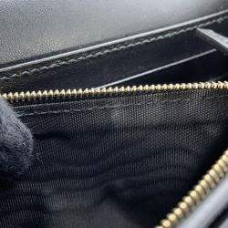 Pre Owned Gucci Gg Matelasse Chain Wallet Black Leather