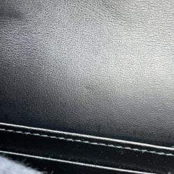 Pre Owned Gucci Gg Matelasse Chain Wallet Black Leather