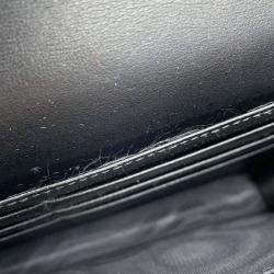 Pre Owned Gucci Gg Matelasse Chain Wallet Black Leather