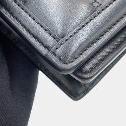 Pre Owned Gucci Gg Matelasse Chain Wallet Black Leather