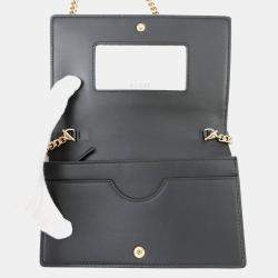 Pre Owned Gucci Gg Matelasse Chain Wallet Black Leather