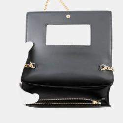 Pre Owned Gucci Gg Matelasse Chain Wallet Black Leather