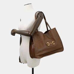 Pre Owned Gucci Horsebit 1955Tote Bag Brown Leather
