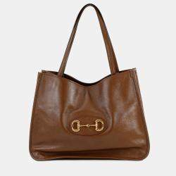 Pre Owned Gucci Horsebit 1955Tote Bag Brown Leather