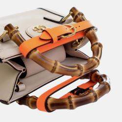 Pre Owned Gucci White Mini Calfskin Bamboo Diana Satchel
