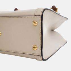 Pre Owned Gucci White Mini Calfskin Bamboo Diana Satchel