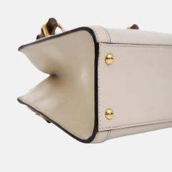 Pre Owned Gucci White Mini Calfskin Bamboo Diana Satchel