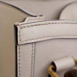 Pre Owned Gucci White Mini Calfskin Bamboo Diana Satchel