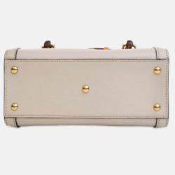 Pre Owned Gucci White Mini Calfskin Bamboo Diana Satchel