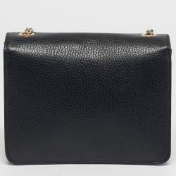 Pre Owned Gucci Black Leather Dollar Interlocking G Shoulder Bag