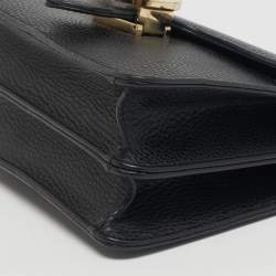 Pre Owned Gucci Black Leather Dollar Interlocking G Shoulder Bag